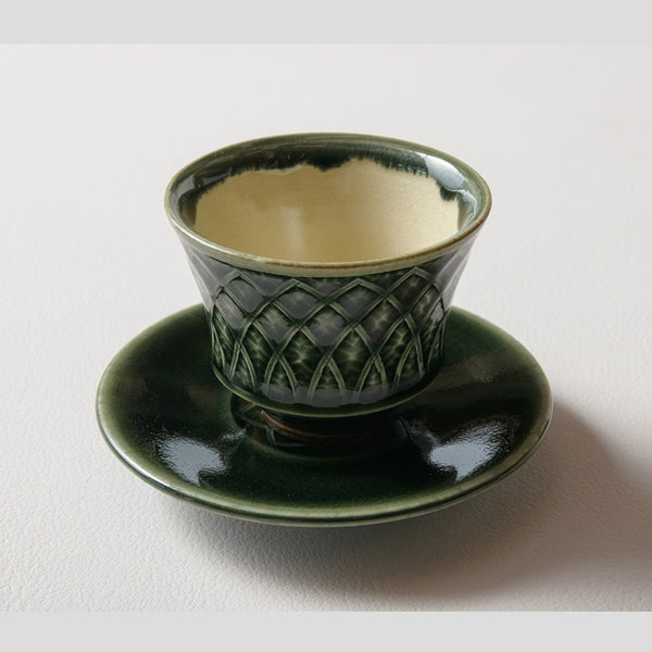 青釉釉象嵌茶杯組【２組×２】（TO2）