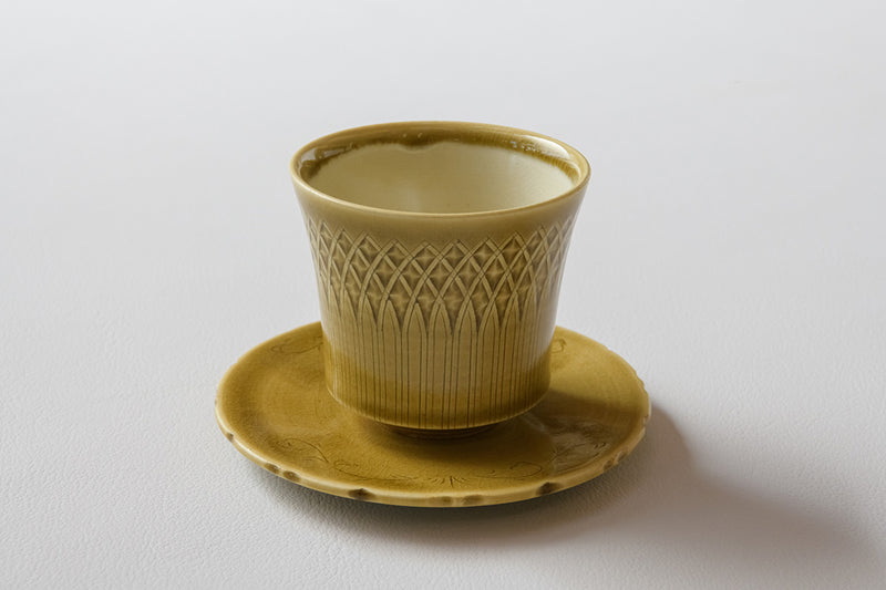 黄釉釉象嵌ミニカップ（TO23）