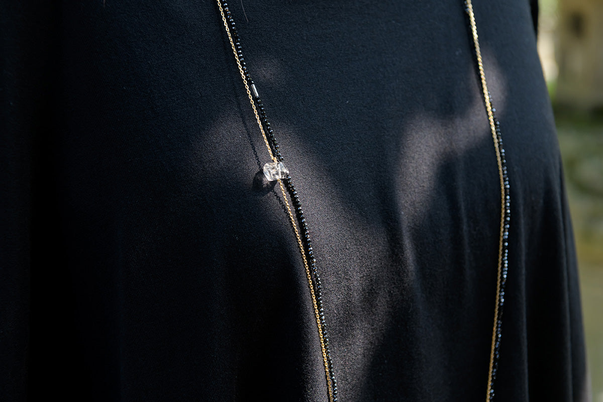 ブラックスピネルロングネックレス60cm 上品 コーティング ブラックスピネル ロング ネックレス 太さ3mm